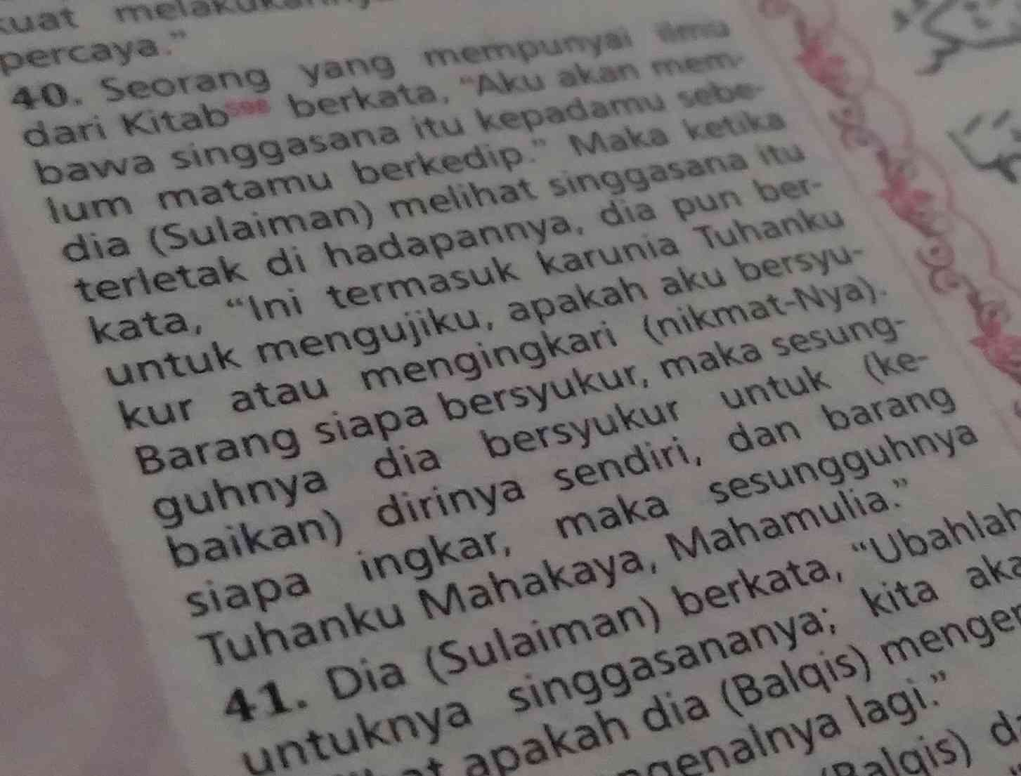 Surat An Naml ayat 40. Sumber: dokumentasi pribadi