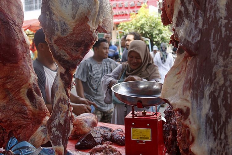 Menjelang tradisi Meugang, harga daging naik. Sumber: KOMPAS.com/RAJAUMAR