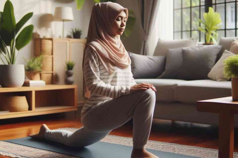 Cukup asupan makanan, waktu tidur, dan olahraga menjadikan tubuh tetap fit dan produktivitas tak berkurang di bulan Ramadhan (Sumber gambar: Bing AI)