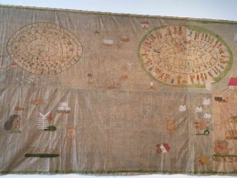 Lanjutan gambar lukisan Migration of flora menggunakan cat akrilik diatas kanvas Kamasan dengan ukuran 3 x 12 meter (dokpri)
