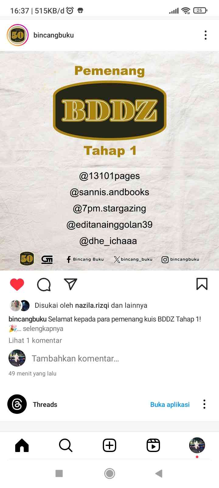 Akun pribadi instagram @dhe_ichaaaInput sumber gambar pribadi. 