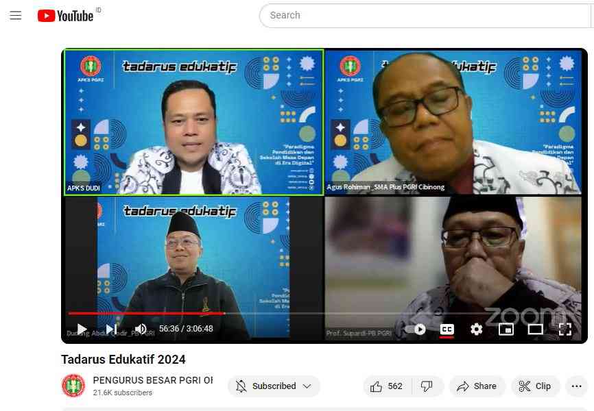 Tangkapan layar Channel Youtube Pengurus Besar PGRI