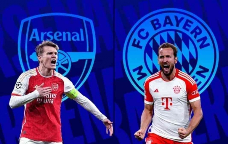 Para suporter sedang menantikan kiprah Harry Kane dalam pertandingan Arsenal vs Bayern Munchen di leg pertama Liga Champions. (Instagram @esp_bayern)