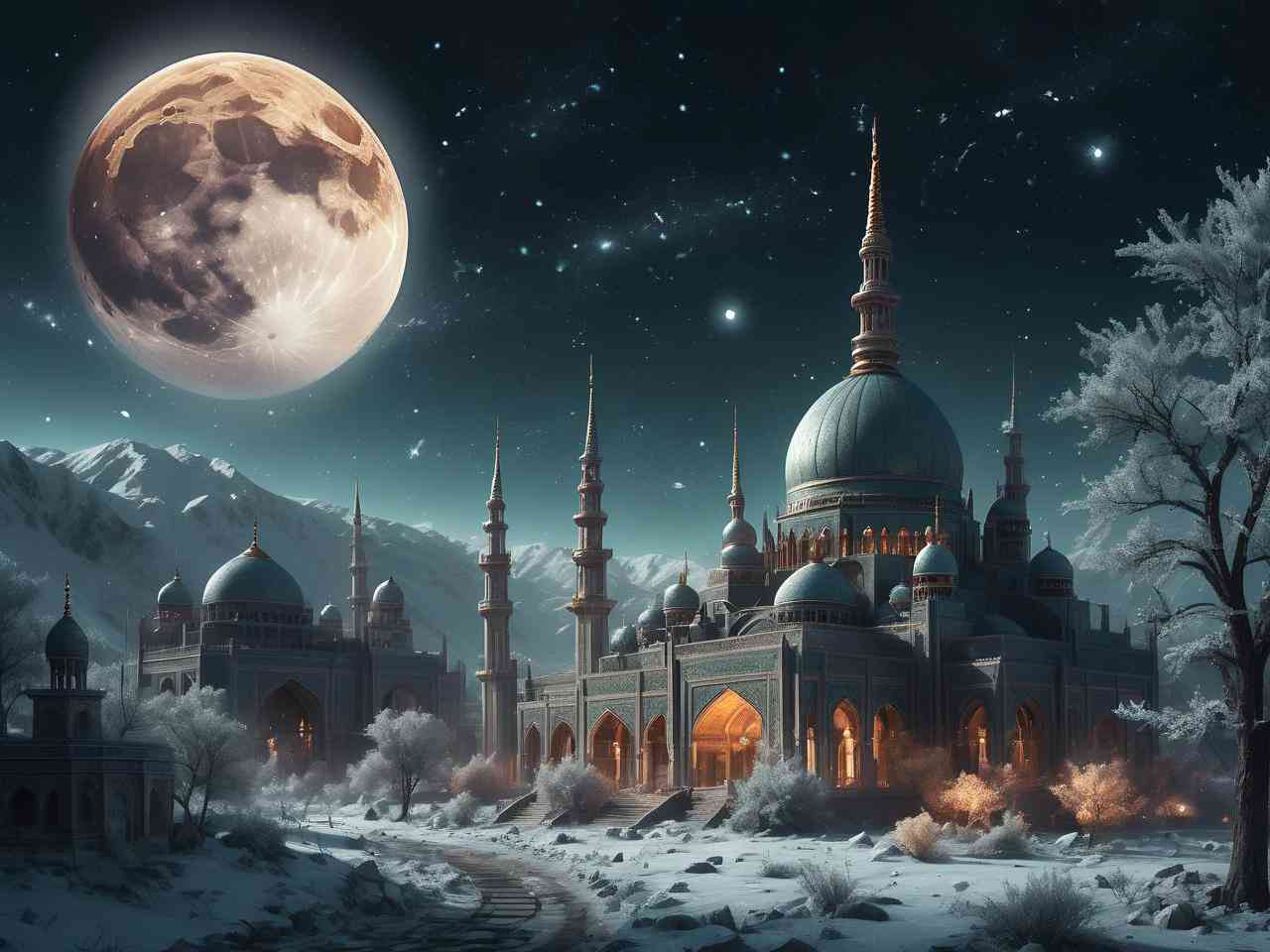 Islam di negara terpencil dengan pergantian siang dan malam yang ekstrem | Hasil dari AI | Sumber: gencraft.com