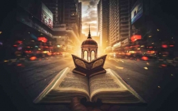 Cahaya Al-Qur'an harus selalu ada di tengah obsesi dunia dan kesibukan. | Image: ideogram