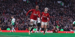 Perayaan gol Marcus Rashford pada laga piala FA Man United vs Liverpool tadi malam, (sumber: X/manchesterunited).