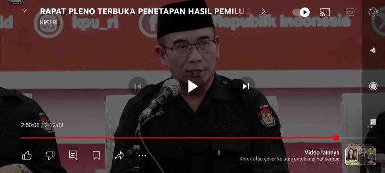 Dokumen Pribadi: hasil Screenshot di Youtube KPURepublikIndonesia