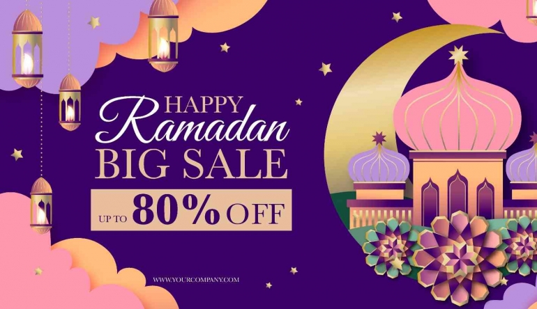 Ilustrasi promo Ramadan di aplikasi belanja. (Freepik.com)