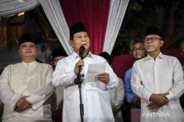 Pidato Kemenangan Prabowo di kediamannya pada tanggal 20 maret 2024 (Sumber gambar: www.antaranews.com)