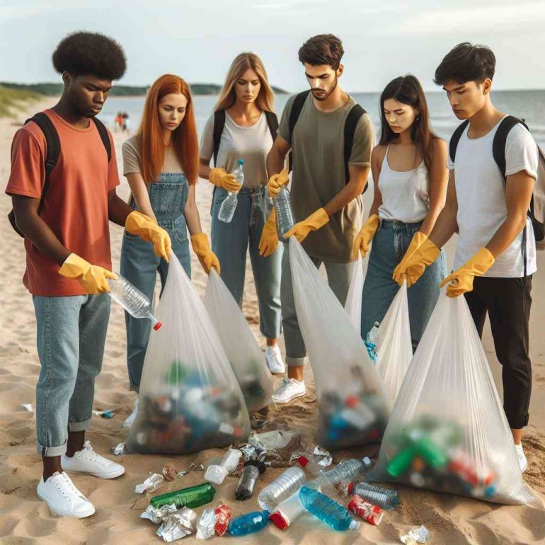 Ilustrasi aksi nyata generasi muda atasi sampah plastik (sumber:bing)