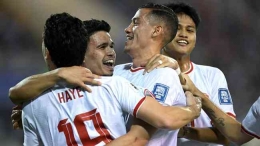 Vietnam dibantai 3 gol tanpa balas oleh skuad Timnas Garud di My Dinh Stadium, Hanoi, Selasa (26/3/24) (Foto AFP). 