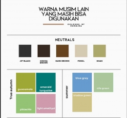 Rekomendasi warna musim yang bisa saya gunakan | Foto: Screenshot hasil personal color analysis dari Colorme.by Humaira