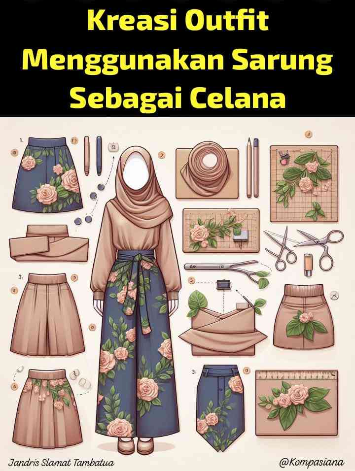 Memadukan tradisi dengan gaya modern, kreasi outfit menggunakan sarung sebagai celana (sumber: bing)