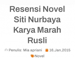 Sinopsis Sitti Nurbaya karya Marah Rusli (menulis.com/repro Nur Terbit) 