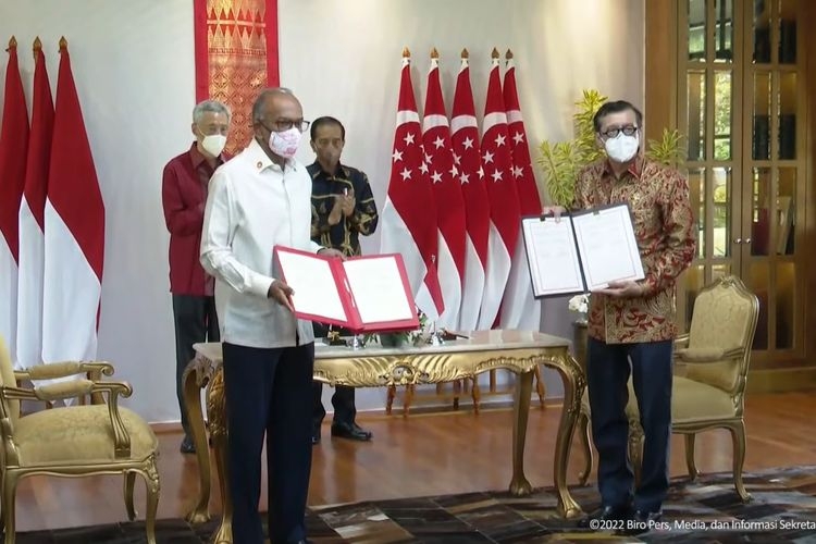 Penandatanganan perjanjian ekstradisi Indonesia-Singapura. Foto: Dok. Kemenkumhan via KOMPAS.com