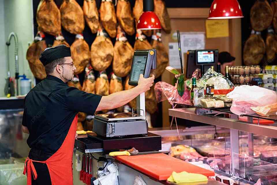 lustrasi membeli daging rendang di toko daging atau buchery sumber gambar pngtree