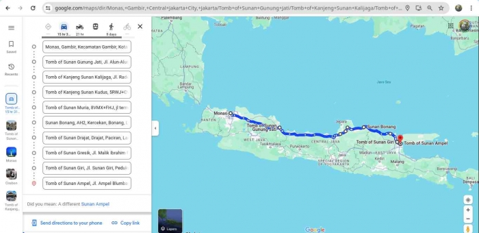 Makam Wali Songo (Sumber Map Google)