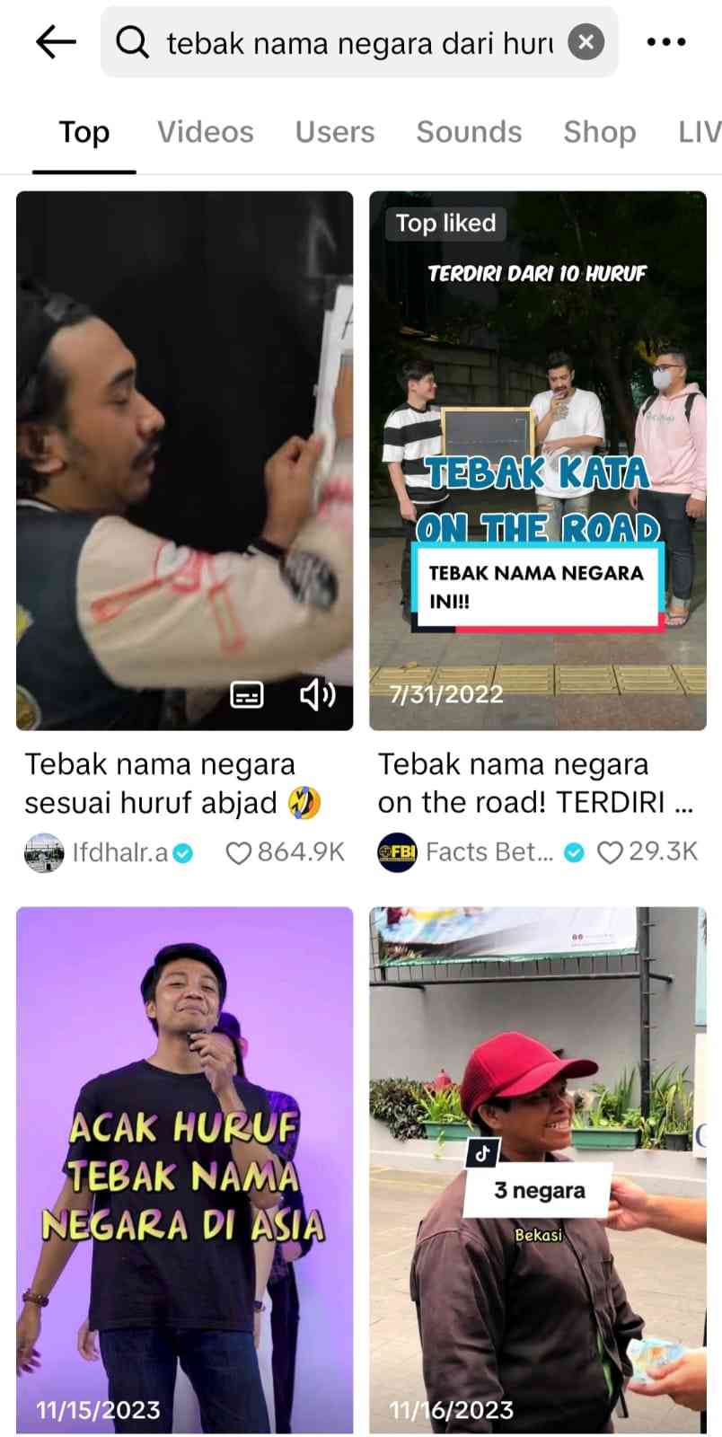 Contoh Game ABC Lima Dasar. (Tangkap Layar TikTok)