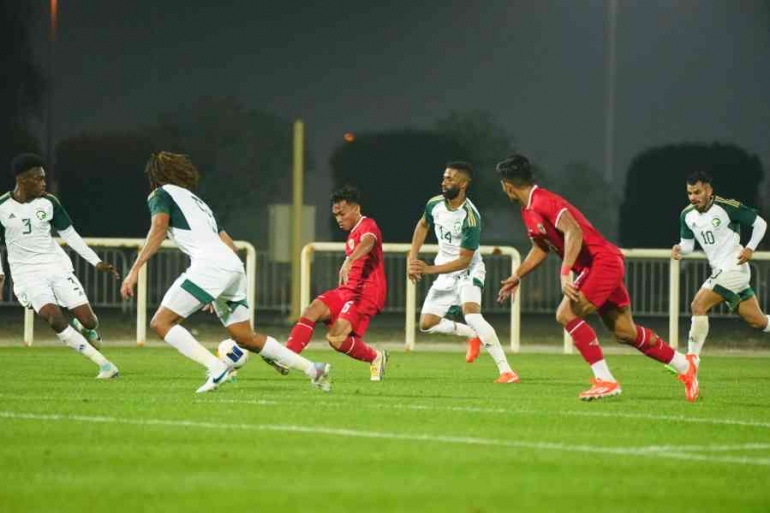 (Timnas U23 Indonesia Saat Uji Coba Melawan Arab Saudi di UEA Dok: pssi.org)