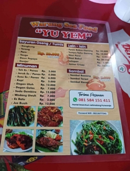 Beberapa menu di depot Seafood Yu Yem (Dokpri)
