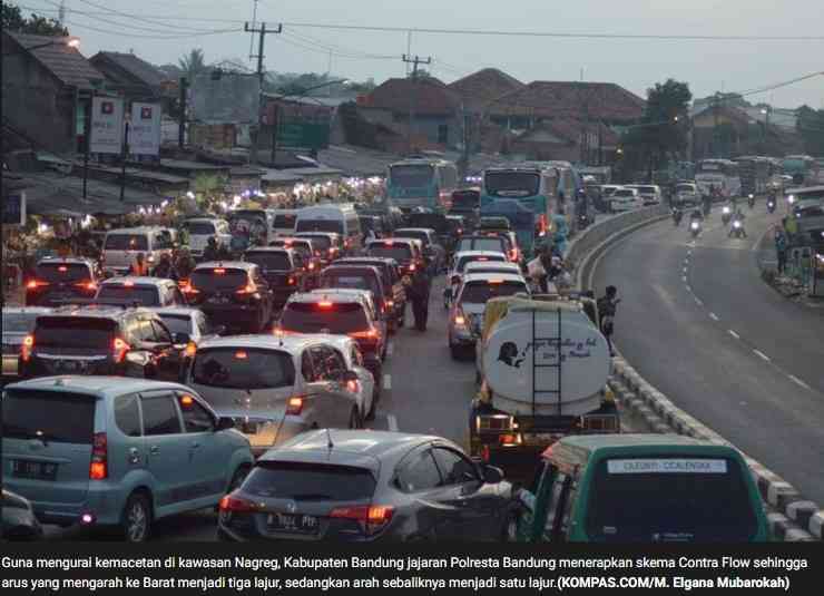 Ilustrasi kemacetan di jalur Nagrek-Bandung (Sumber: Kompas.com)