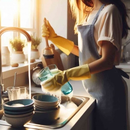 Ilustrasi kegiatan asisten rumah tangga mencuci (sumber: bing)