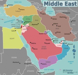 Peta Kawasan Timur Tengah (Wikimedia Commons)