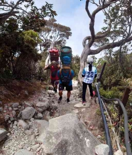 Sepanjang jalan naik dan turun, kami berpapasan dengan porter, yang membawa beban berat menuju Panalaban. Mereka adalah pahlawan bagi para pendaki.
