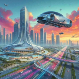 Ilustrasi Mobil bisa terbang dan kota modern di masa depan diolah menggunakan Ai Bing (Dokpri)