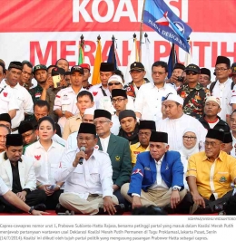 Ilustrasi Prabowo Subianto dan para pendukungnya ketika Pilpres 2014 (Sumber: Kompas.id)