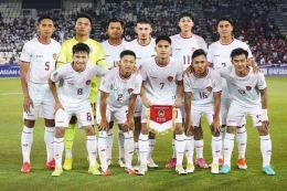Timnas U23 Indonesia sebelum melawan Qatar dalam fase Grup A Piala Asia U23 (15/4/2024).(Dok. PSSI) via kompas.com