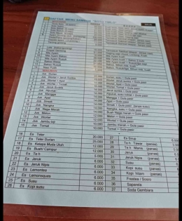 Daftar harga di RM Soto Timlo  Samson(dokpri)