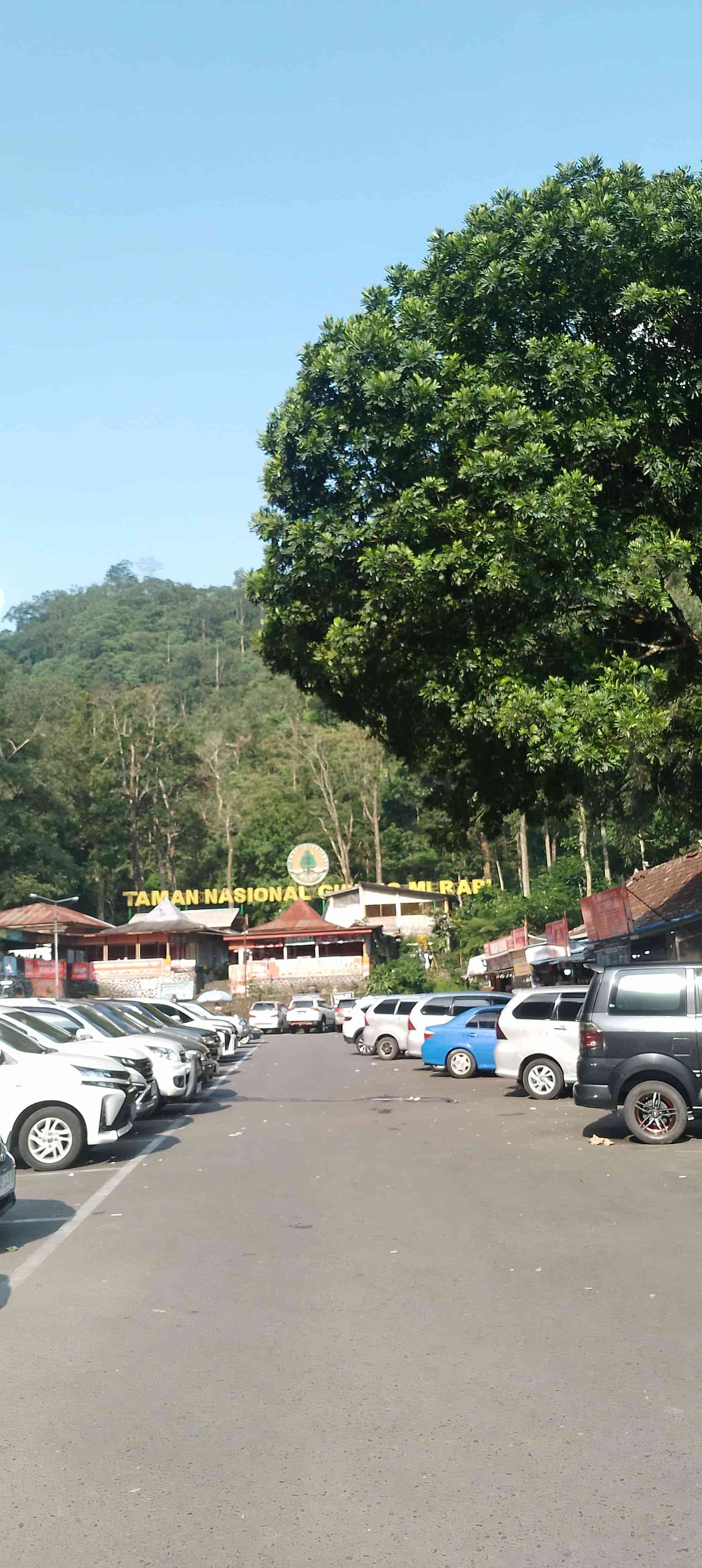 Keramaian pengunjung yang terlihat dari parkiran mobil di Taman Nasional Gunung Merapi (Sumber : Dokumen Pribadi)