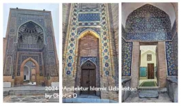 3 buah pintu gerbang di beberapa bangunan di Registan Samarkand, dengan arsitektur Islamic yang nyata, cantik, unik dan menurutku sangat luar biasa! Klasik Islamic ini, memang nerneda dengan klasik Eropa yang mainstream bagi Masyarakat dunia. (Dokumentasi pribadi)