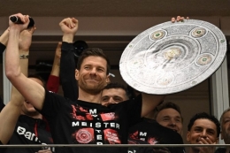 Xabi Alonso, pelatih yang membawa Bayer Leverkusen menjuarai Bundesliga 2024. Foto : AFP/INA FASSBENDER via KOMPAS.com