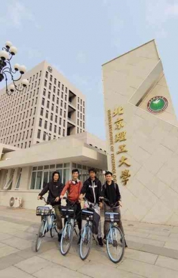 Empat Mahasiswa Malaysia di Beijing Institute of Technology bergowes sejauh 120 km dari Beijing ke Tianjin . Sumber Foto: Xiaohon