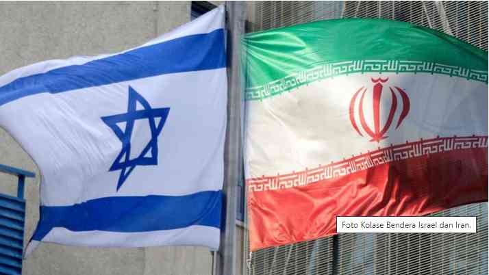 Foto: Foto Kolase Bendera Israel dan Iran. (AP Photo)