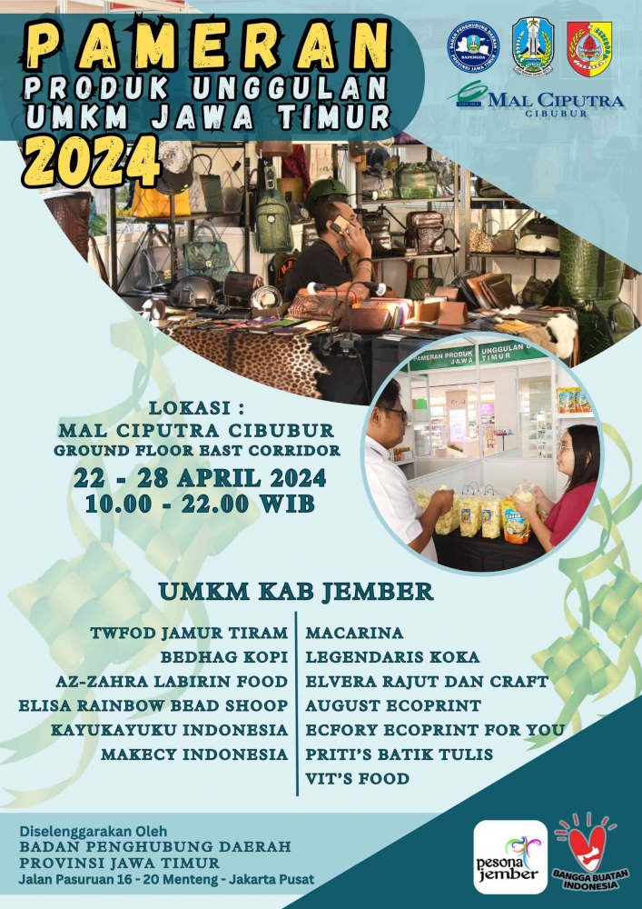 Flyer pameran produk unggulan UMKM Jawa Timur 2024 yang digelar di Mal Ciputra Cibubur (sumber: BPD. Prov. Jawa Timur)