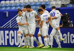 Tim Uzbekistan U-23 setelah mencukur Kuwait U-23 5-0 di laga kedua fase Grup D (Sumber: https://www.the-afc.com)