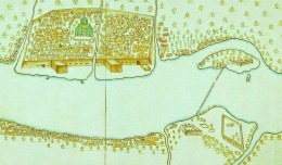 Lukisan Peta Keraton Kuto Gawang dan Bentengnya, oleh Laksamana John van der laen // Sumber : Sutanadil Institute