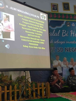 Tangkap layar saat Bapak Alwi Maulana menjadi narasumber pada acara halalbihalal dan parenting di SDN Banggle 02 | Sumber gambar: Siti Nazarotin 