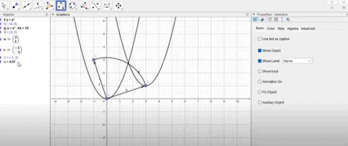 02 Gambar Simulasi Busur Lingkaran pada Geogebra dokumen pribadi