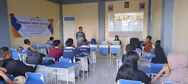 Sosialisasi Kampus Universitas Pamulang (Source : Tim PKM Sistem Informasi 2024-Universitas Pamulang)