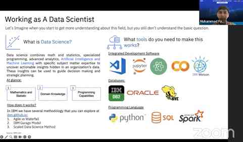 Pembelajaran Data Sains di Hacktiv8 melalui Zoom bersama Instructor. Sumber: Dokumen Pribadi