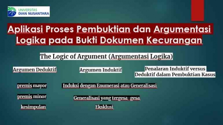 dokpri/Aplikasi Proses Pembuktian dan Argumentasi Logika pada Bukti Dokumen Kecurangan