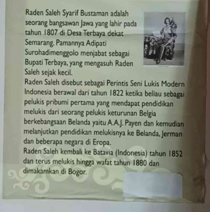 Raden Saleh Syarif Bustaman (Sumber : Dokpri hasil jepretan di musium seni lukis Indonesia Kota tua Jakarta)