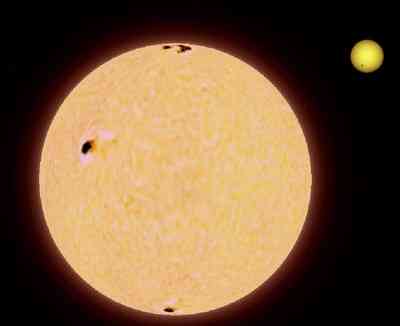 Perbandingan Pollux dan Matahari. Sumber gambar: Infoastronomi.