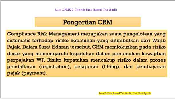 Teknik Risk Based Audit, dok Prof Apollo