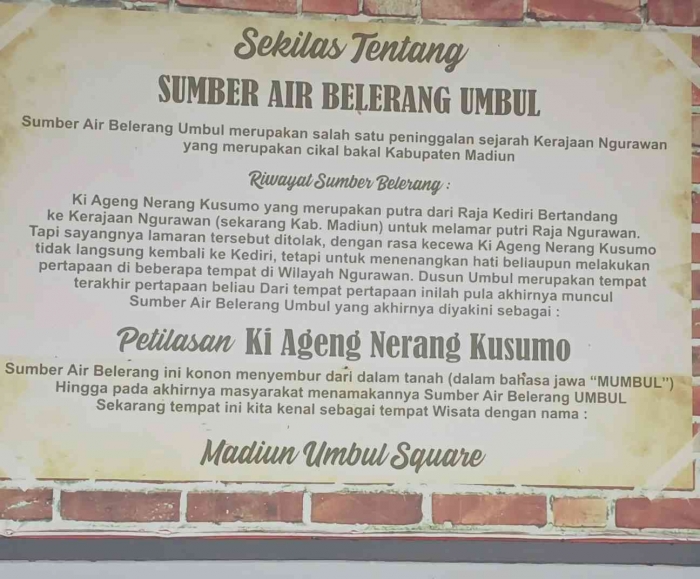 Keterangan tentang sumber air belerang dan sejarah Taman wisata Umbul(dokpri)