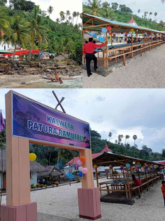 Tata Ruang Area Acara Peresmian Gedung Gereja Imanuel Mesa Pulau Teon, 14 November 2021 ( dokumentasi pribadi)